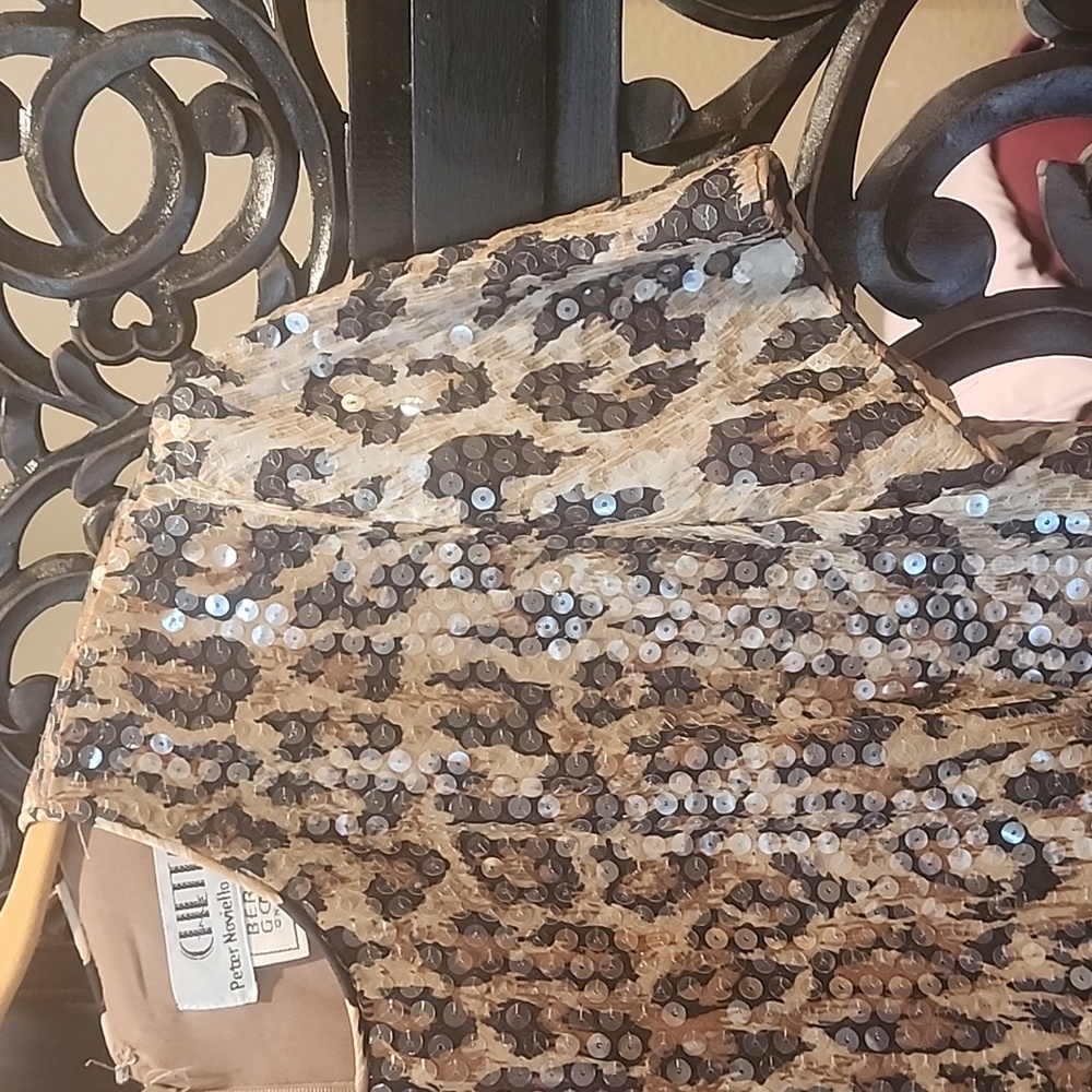 🔥Chetta B for Bergdorf Goodman Leopard Sequin Dress Size 8 EUC 🐆 - Picture 6 of 13